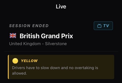 The race state banner at the top of the Grid Copilot race screen